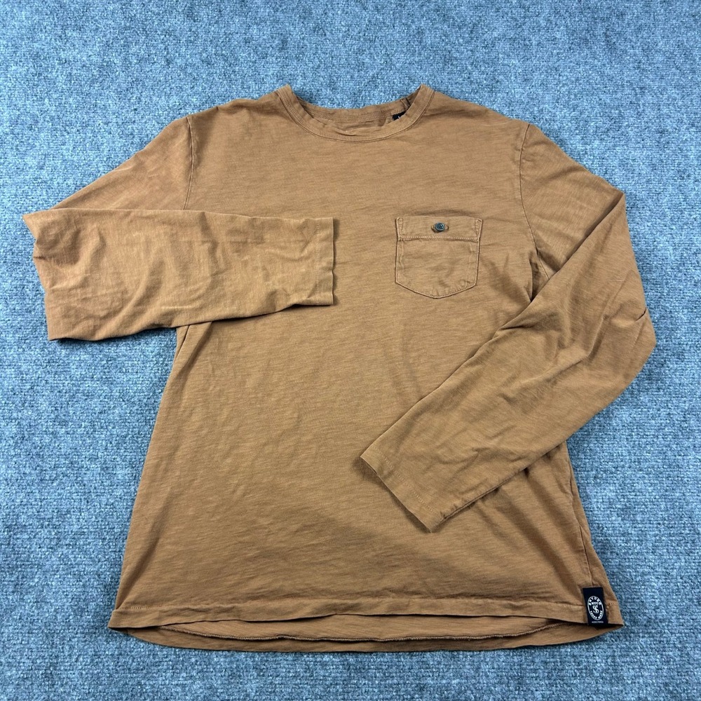 Todd Snyder Pocket T-Shirt Mens L Brown Long Sleeve Slub Cotton Crew Neck - Picture 2 of 9